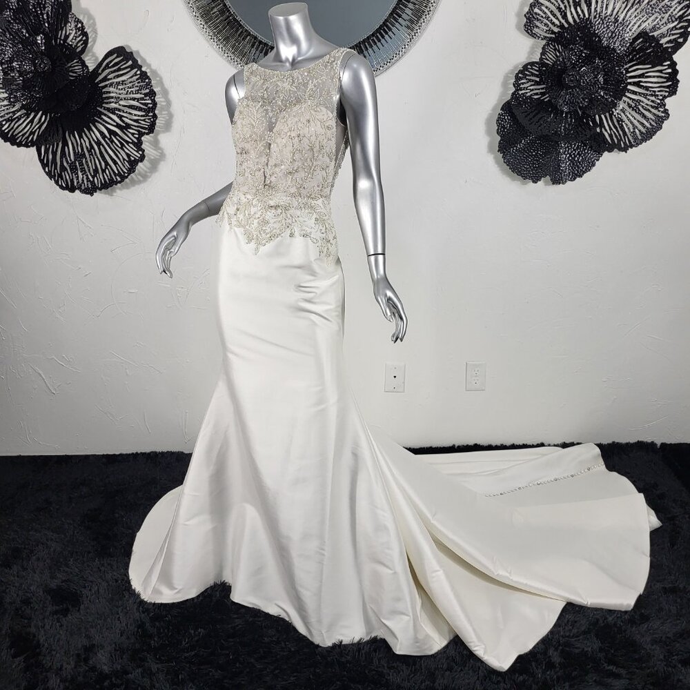 NWOT~$2600~JUSTIN ALEXANDER~SZ 4/6~IVORY EMBELLISHED MERMAID WEDDING DRESS GOWN